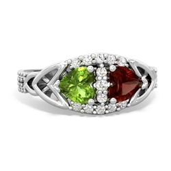 Peridot Sparkling Celtic Knot 14K White Gold ring R2645