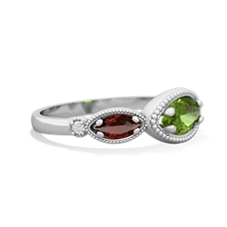 Peridot Milgrain Marquise 14K White Gold ring R5700