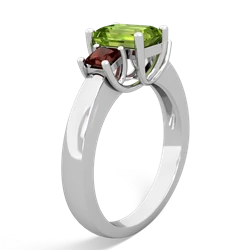 Peridot Three Stone Emerald-Cut Trellis 14K White Gold ring R4021