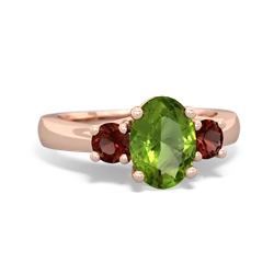 Peridot Three Stone Oval Trellis 14K Rose Gold ring R4024