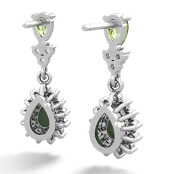 Peridot Halo Pear Dangle 14K White Gold earrings E1882