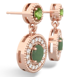 Peridot Halo Dangle 14K Rose Gold earrings E5319