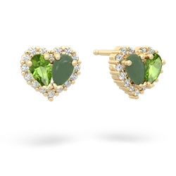 Peridot Halo 14K Yellow Gold earrings E7008