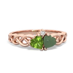 Peridot Heart To Heart Braid 14K Rose Gold ring R5870