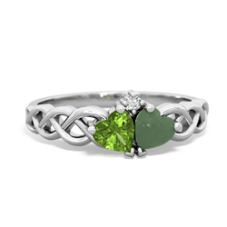 Peridot Heart To Heart Braid 14K White Gold ring R5870