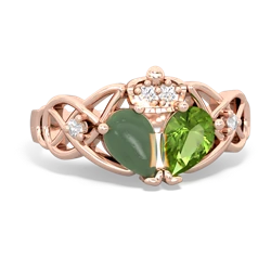 Peridot 'One Heart' Celtic Knot Claddagh 14K Rose Gold ring R5322