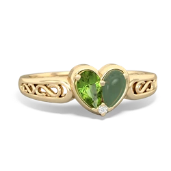 Peridot Filligree 'One Heart' 14K Yellow Gold ring R5070