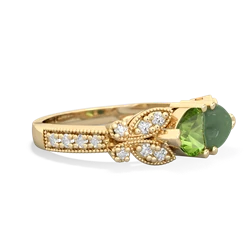 Peridot Diamond Butterflies 14K Yellow Gold ring R5601