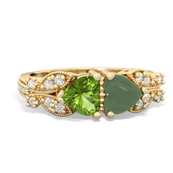 Peridot Diamond Butterflies 14K Yellow Gold ring R5601