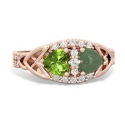 Peridot Sparkling Celtic Knot 14K Rose Gold ring R2645