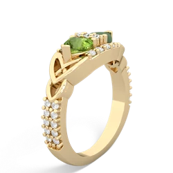 Peridot Sparkling Celtic Knot 14K Yellow Gold ring R2645