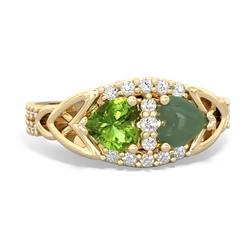 Peridot Sparkling Celtic Knot 14K Yellow Gold ring R2645