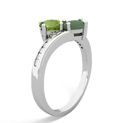 Peridot Channel Set Two Stone 14K White Gold ring R5303