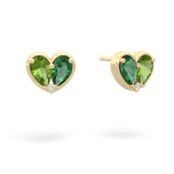 Peridot 'Our Heart' 14K Yellow Gold earrings E5072