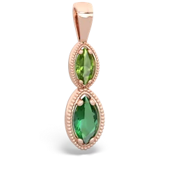 Peridot Antique-Style Halo 14K Rose Gold pendant P5700