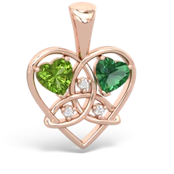 Peridot Celtic Trinity Heart 14K Rose Gold pendant P5331