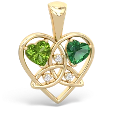 Peridot Celtic Trinity Heart 14K Yellow Gold pendant P5331