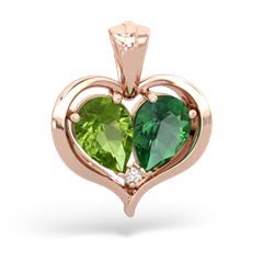 Peridot Two Become One 14K Rose Gold pendant P5330