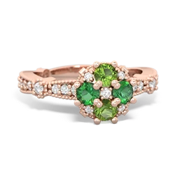 Peridot Sparkling Tiara Cluster 14K Rose Gold ring R26293RD