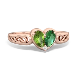 Peridot Filligree 'One Heart' 14K Rose Gold ring R5070