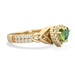 Peridot Celtic Knot Two Hearts As One 14K Yellow Gold ring R2644HRT