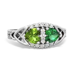 Peridot Sparkling Celtic Knot 14K White Gold ring R2645