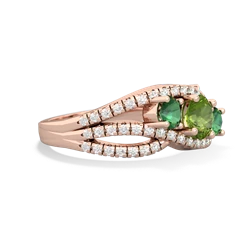 Peridot Three Stone Aurora 14K Rose Gold ring R3080