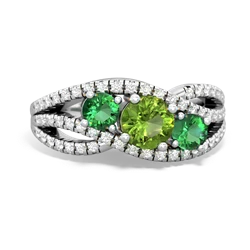 Peridot Three Stone Aurora 14K White Gold ring R3080