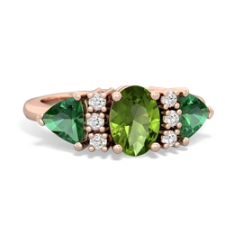 Peridot Antique Style Three Stone 14K Rose Gold ring R2186