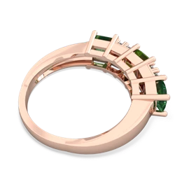 Peridot Three Stone Diamond Cluster 14K Rose Gold ring R2592