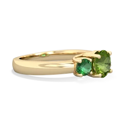 Peridot Three Stone Round Trellis 14K Yellow Gold ring R4018