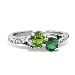 Peridot Infinity Pave Two Stone 14K White Gold ring R5285