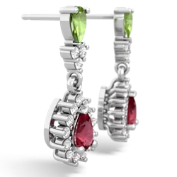 Peridot Halo Pear Dangle 14K White Gold earrings E1882