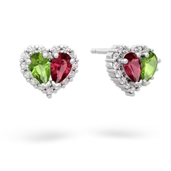 Peridot Halo 14K White Gold earrings E7008