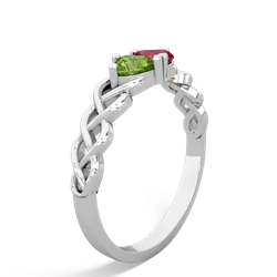 Peridot Heart To Heart Braid 14K White Gold ring R5870