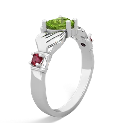 Peridot Claddagh Keepsake 14K White Gold ring R5245