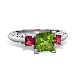 Peridot Eternal Embrace Engagement 14K White Gold ring C2001