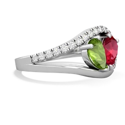 Peridot Nestled Heart Keepsake 14K White Gold ring R5650