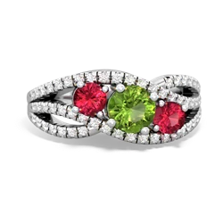 Peridot Three Stone Aurora 14K White Gold ring R3080