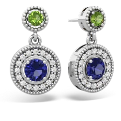 Peridot Halo Dangle 14K White Gold earrings E5319