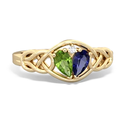 Peridot Celtic Love Knot 14K Yellow Gold ring R5420