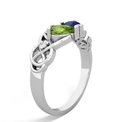 Peridot 'One Heart' Celtic Knot Claddagh 14K White Gold ring R5322