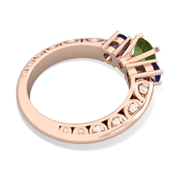 Peridot Art Deco Eternal Embrace Engagement 14K Rose Gold ring C2003