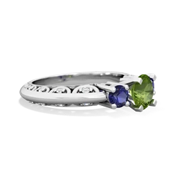 Peridot Art Deco Eternal Embrace Engagement 14K White Gold ring C2003