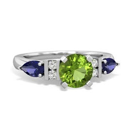 Peridot 6Mm Round Eternal Embrace Engagement 14K White Gold ring R2005