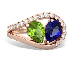 Peridot Nestled Heart Keepsake 14K Rose Gold ring R5650