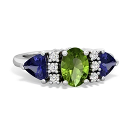 Peridot Antique Style Three Stone 14K White Gold ring R2186