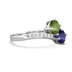 Peridot Channel Set Two Stone 14K White Gold ring R5303