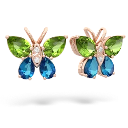 Peridot Butterfly 14K Rose Gold earrings E2215