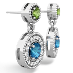 Peridot Halo Dangle 14K White Gold earrings E5319